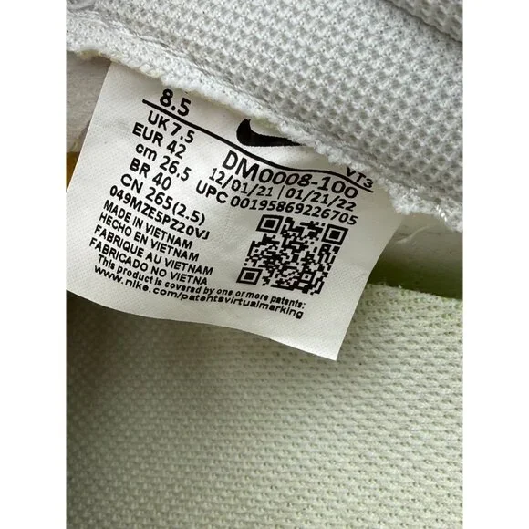 Nike Waffle One White Black Men US 8.5 Mesh Sneakers DM0008-100 - Picture 10 of 15